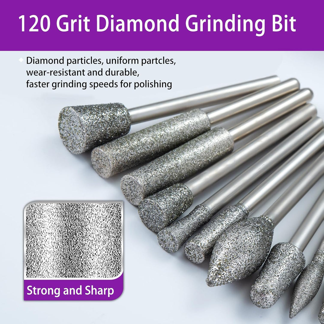 52 Stück Diamant Fräser Set mit Sortierbox, Kompatibel mit Dremel Schleifaufsätze Rotary Tool Zubehö
