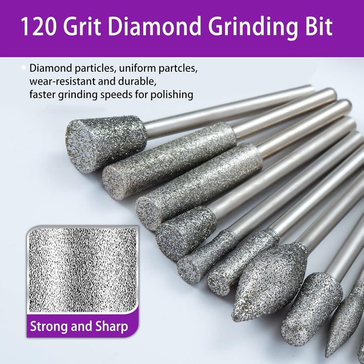 52 Stück Diamant Fräser Set mit Sortierbox, Kompatibel mit Dremel Schleifaufsätze Rotary Tool Zubehö