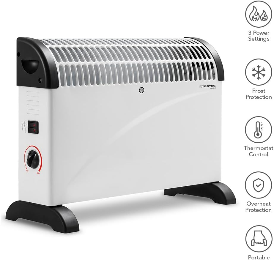 TROTEC Konvektor Heizung TCH 20 E – Heizleistung 750 W / 1250 W / 2000 W – Elektro Heizkörper Ohne T