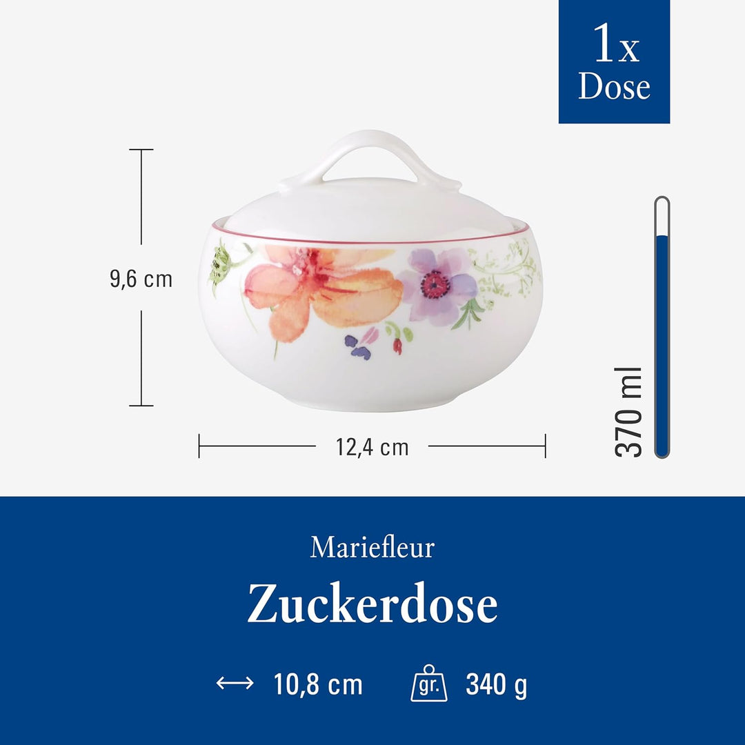 Villeroy und Boch Mariefleur Basic Zuckerdose, Premium Porzellan Zuckerdose Basic, Zuckerdose Basic