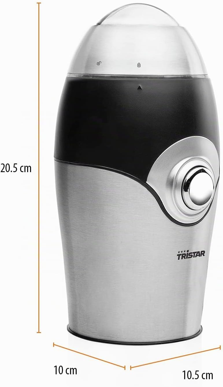 Tristar Kaffeemühle - 70 Gram Kaffee, 10 Tassen, 2 Edelstahl-Klingen, 150 Watt, KM-2270