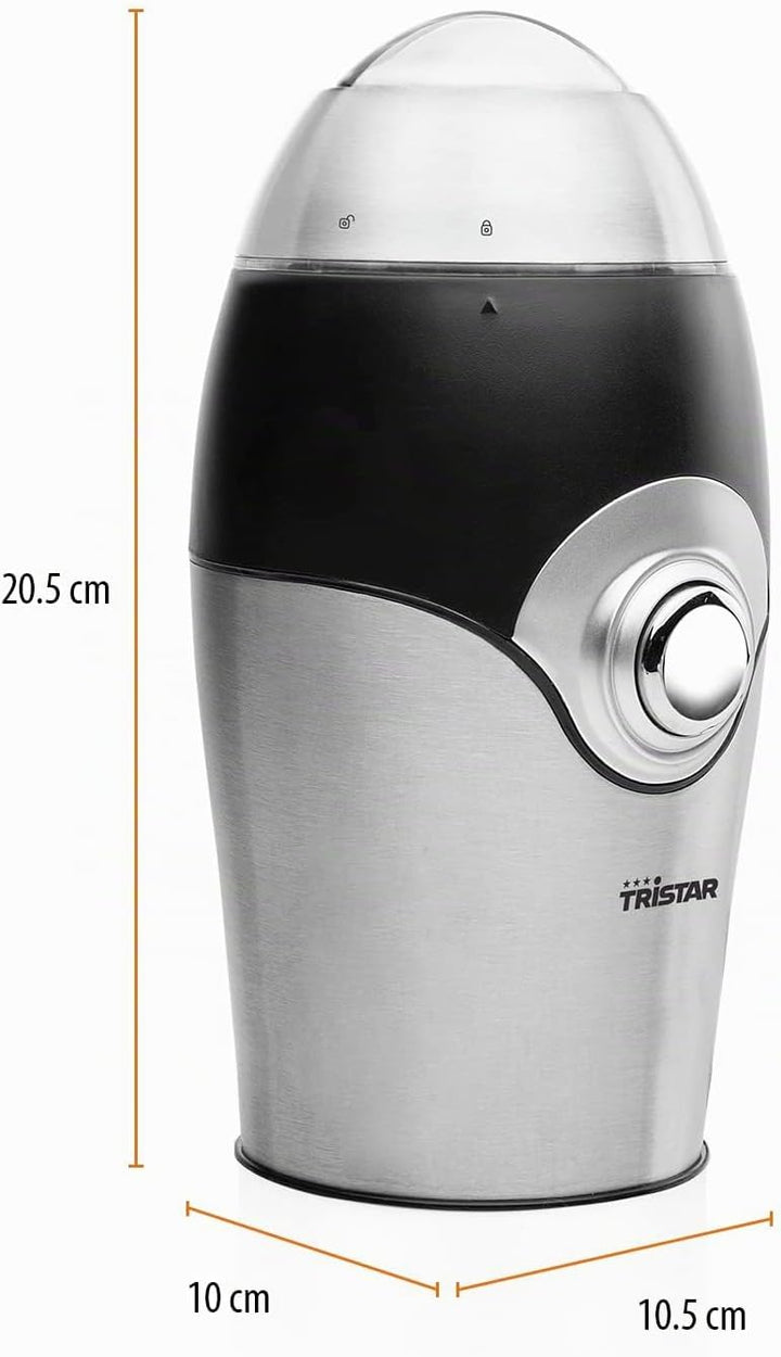 Tristar Kaffeemühle - 70 Gram Kaffee, 10 Tassen, 2 Edelstahl-Klingen, 150 Watt, KM-2270