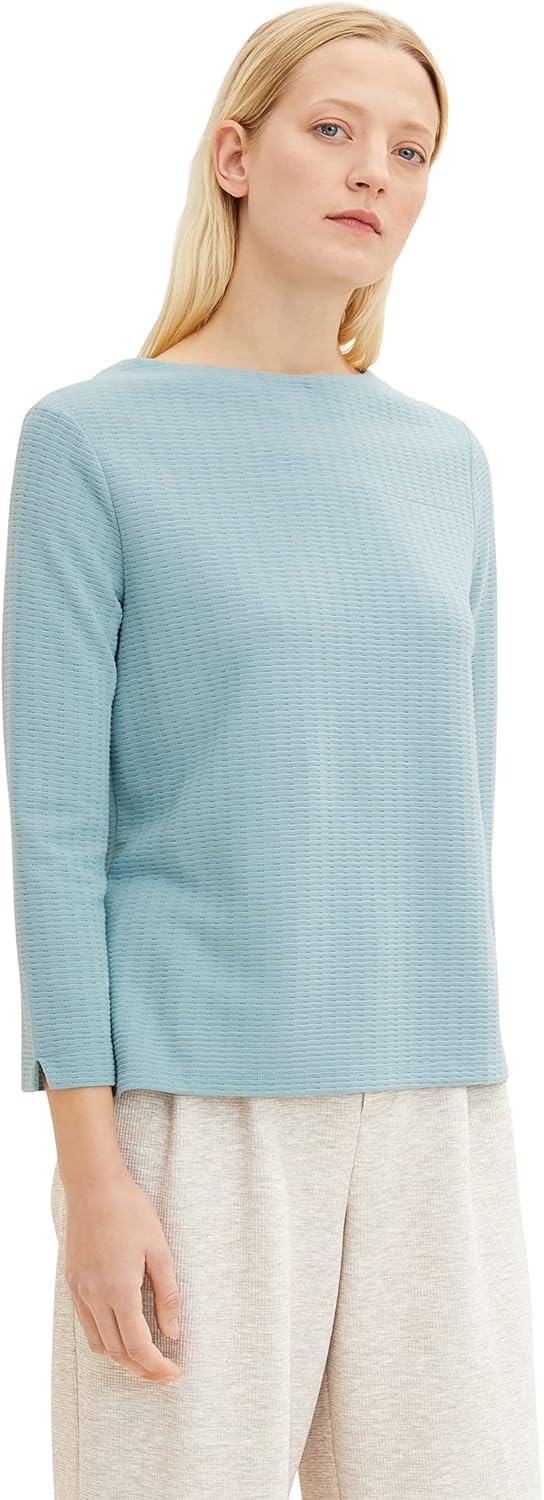 TOM TAILOR Damen Sweatshirt mit Polo-Kragen M 30838 - Tourmaline, M 30838 - Tourmaline