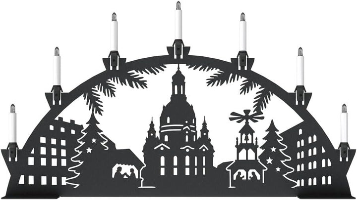 KNOBLOCH Schwibbogen aus Metall Winter-Motiv | für Innen | Schwarz | Outdoor | Weihnachtsdeko für Fe