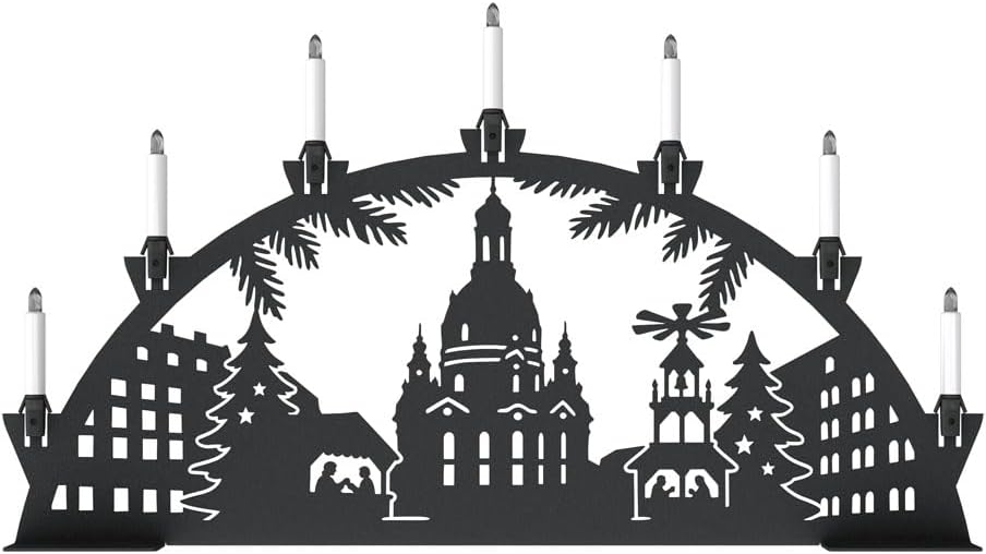 KNOBLOCH Schwibbogen aus Metall Winter-Motiv | für Innen | Schwarz | Outdoor | Weihnachtsdeko für Fe