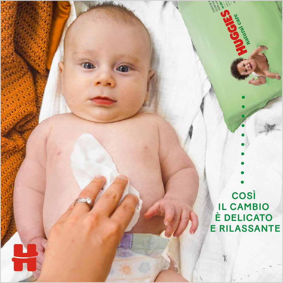 Huggies Natural Care Babytücher, 3 Packungen à 56 Stück (168 Tücher)