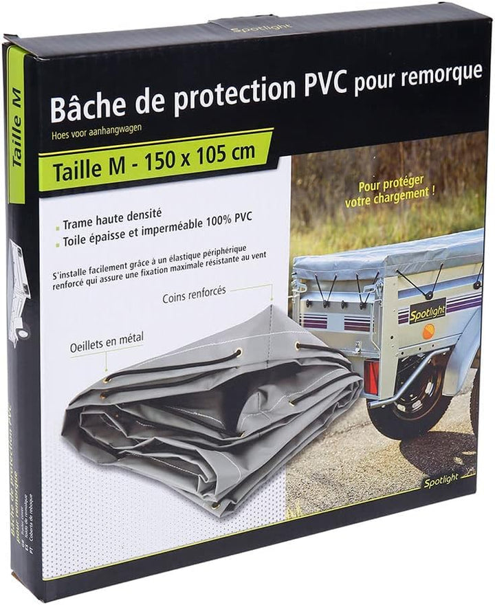 SPOTLIGHT - Abdeckung für Anhänger – Flachplane für Anhänger 150 x 105 cm / 400 g/m² – Grösse M – wa