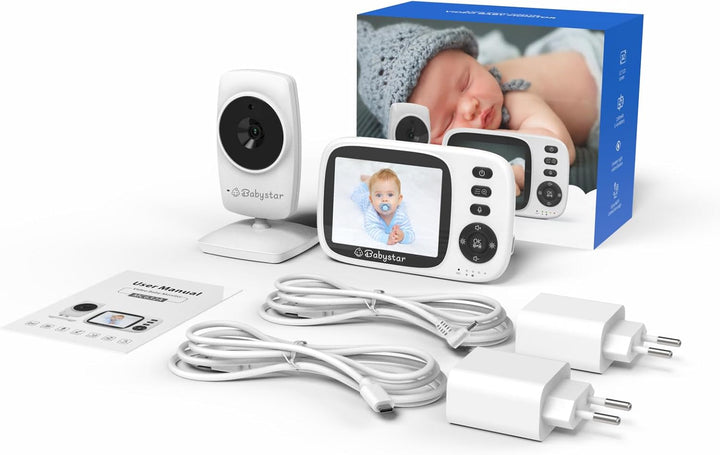 Babystar Babyphone mit Kamera, 3.2 Zoll Video-Babyphone Wireless, Nachtsicht, Temperaturüberwachung,
