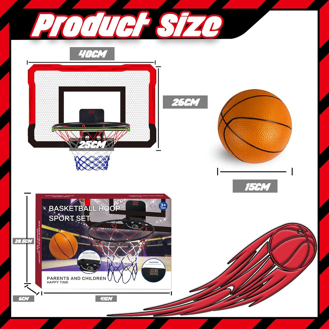 TEUVO Basketballkorb für Kinder und Erwachsene, Strong Indoor Mini Basketballkorb für Tür mit Pumpe,