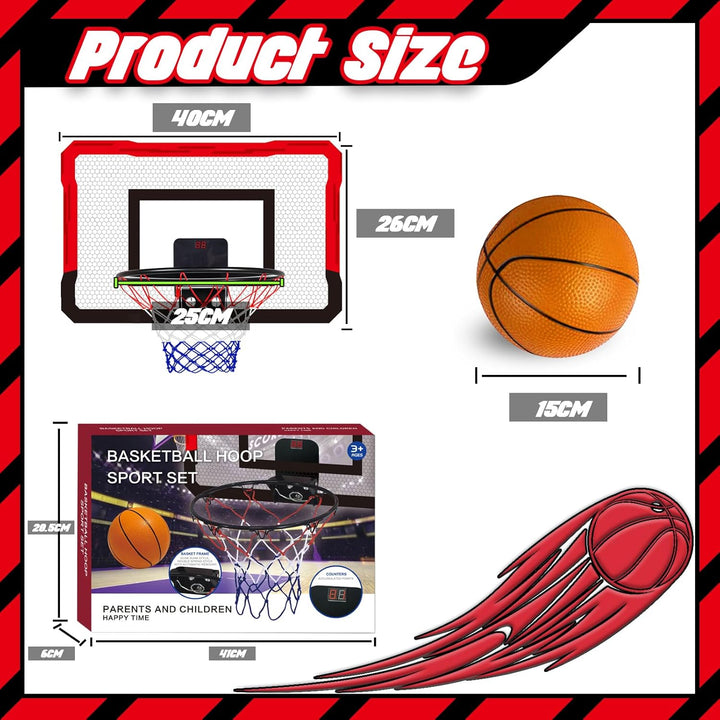 TEUVO Basketballkorb für Kinder und Erwachsene, Strong Indoor Mini Basketballkorb für Tür mit Pumpe,