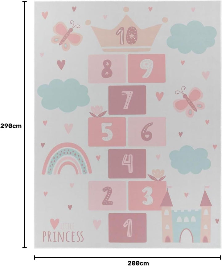TT Home Kinderteppich Babyzimmer Teppich Kinderzimmer rutschfest Tiere Weltkarte Autos, Farbe:Rosa C