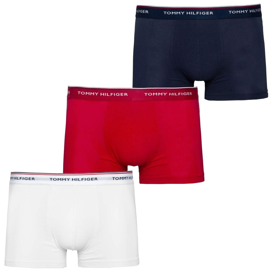 Tommy Hilfiger Herren 3er Pack Boxershorts Trunks Unterwäsche L Weiss, Tango, Peacoat, Schwarz, L We