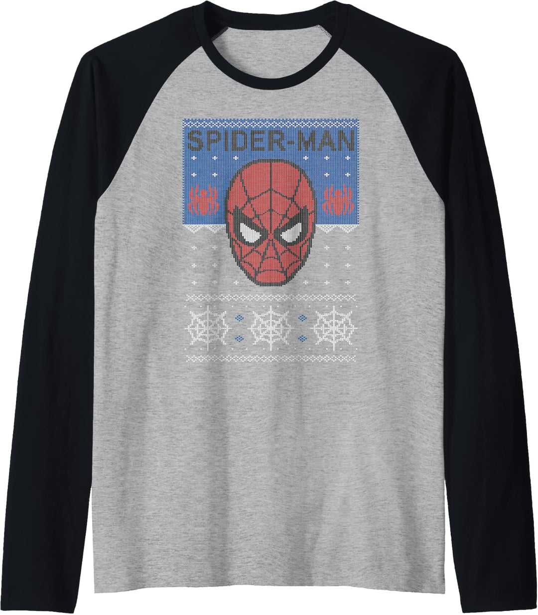 Marvel Spider-Man Mask Ugly Weihnachten Sweater Raglan