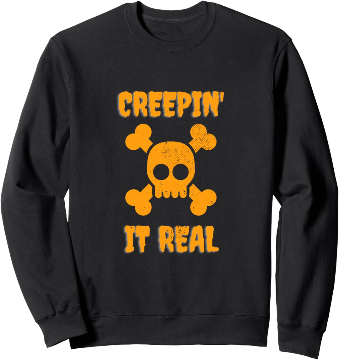 Creepin It Real Schädel und Knochen Süsses oder Saures Sweatshirt