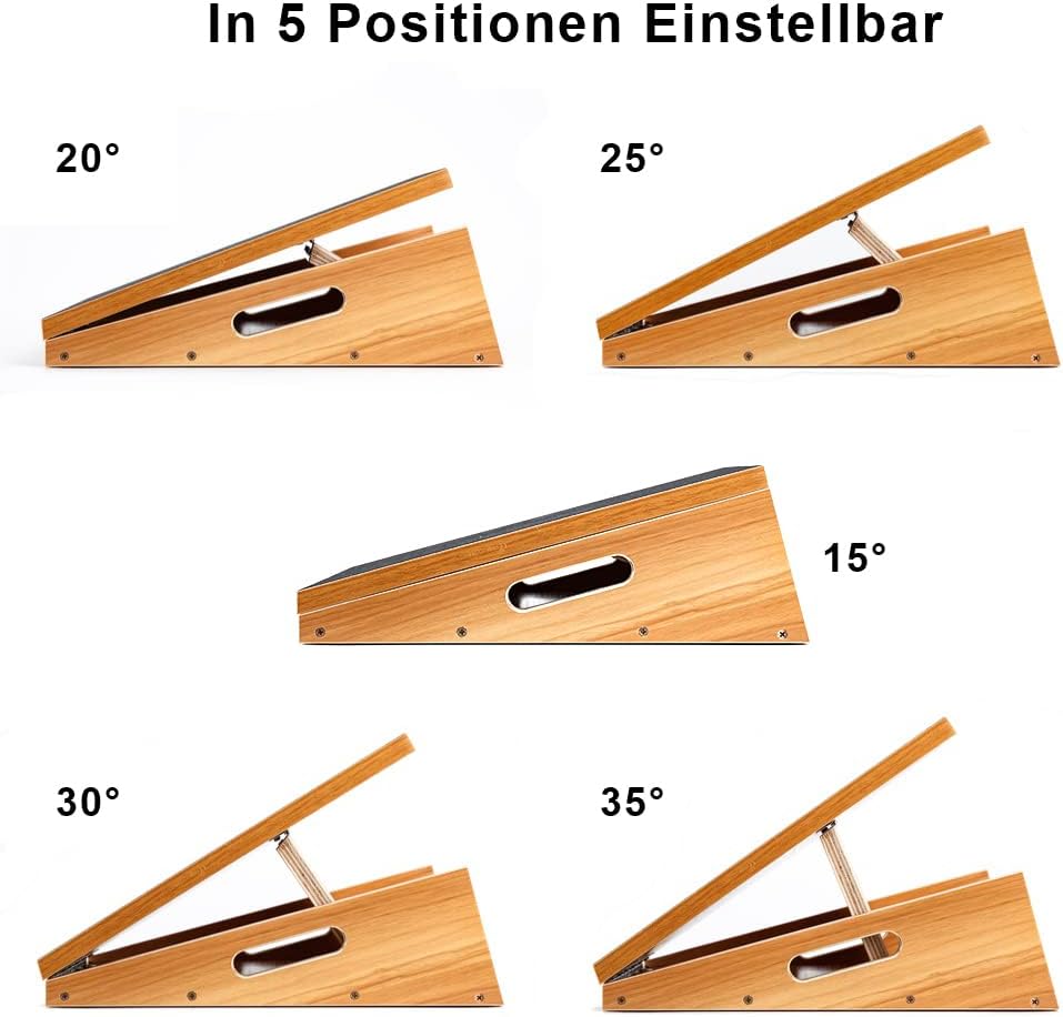 Strongtek Professionelles Slant Board Schrägbrett aus Holz, verstellbarer und tragbarer Wadendehner,