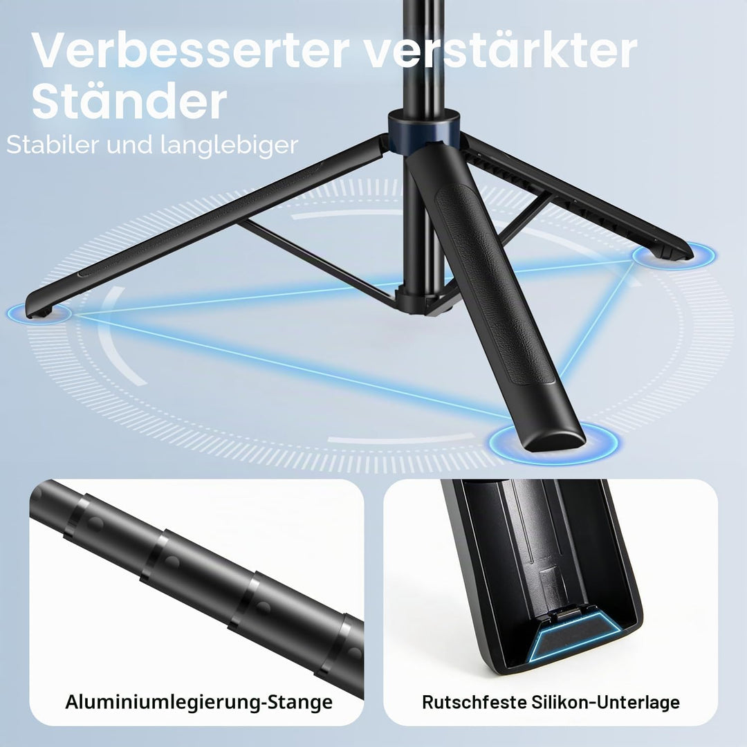 yAyusi Vlogging-Kit für iPhone/Android, 180 cm Ausziehbares Selfie-Stick-Stativ mit Licht, Fernbedie
