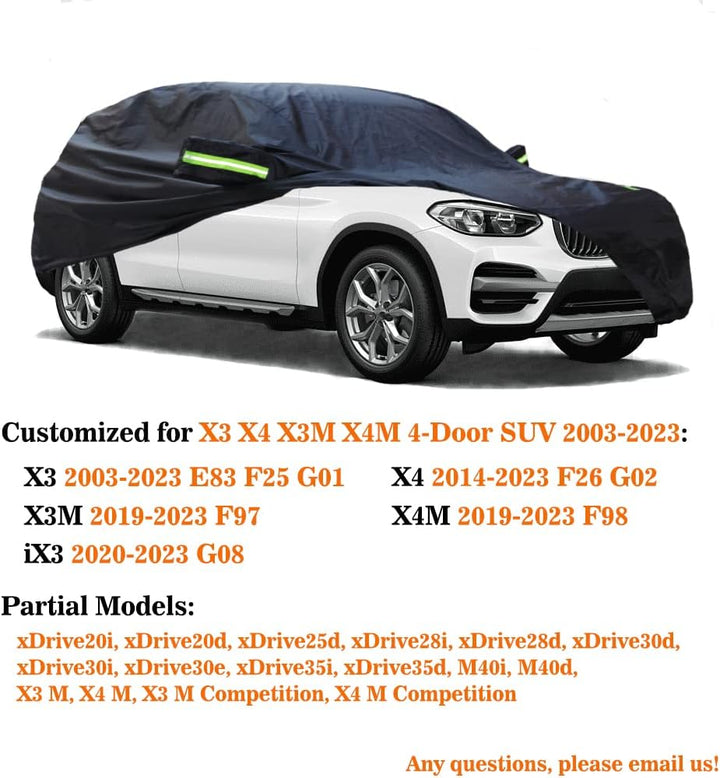 Auto Abdeckplane Kompatibel mit BMW X3(2003-2026) X4(2014-2026) X3M X4M SUV, Wasserdicht Autoabdecku