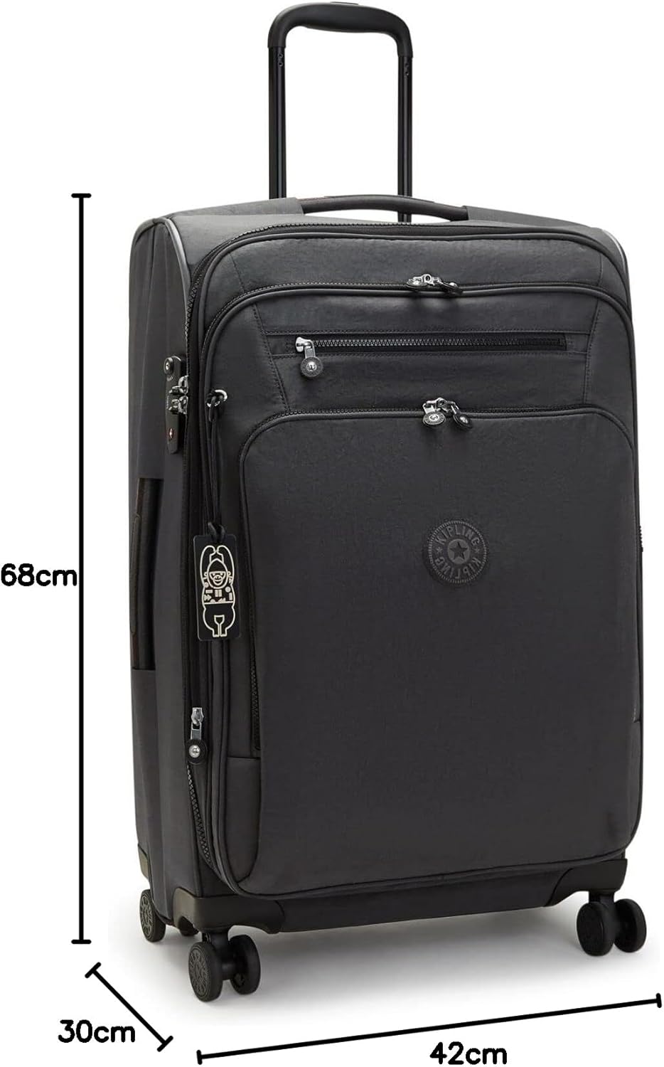 Kipling New Youri Spin M, erweiterbarer Spinner, mittelgross Black Noir, Black Noir