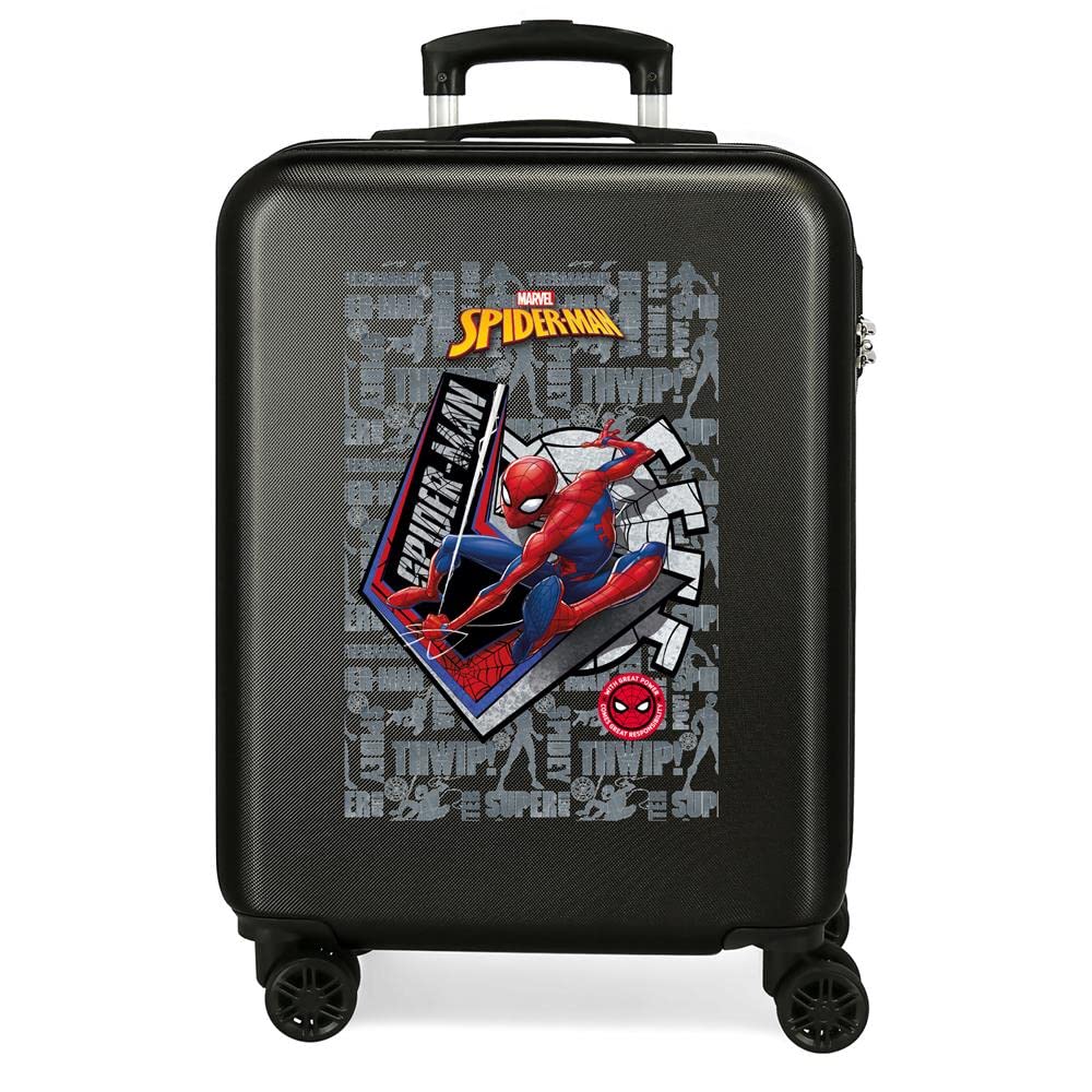 Marvel Great Power Kabinentasche, 38 x 55 x 20 cm, Schwarz Koffer Schwarz, Koffer Schwarz
