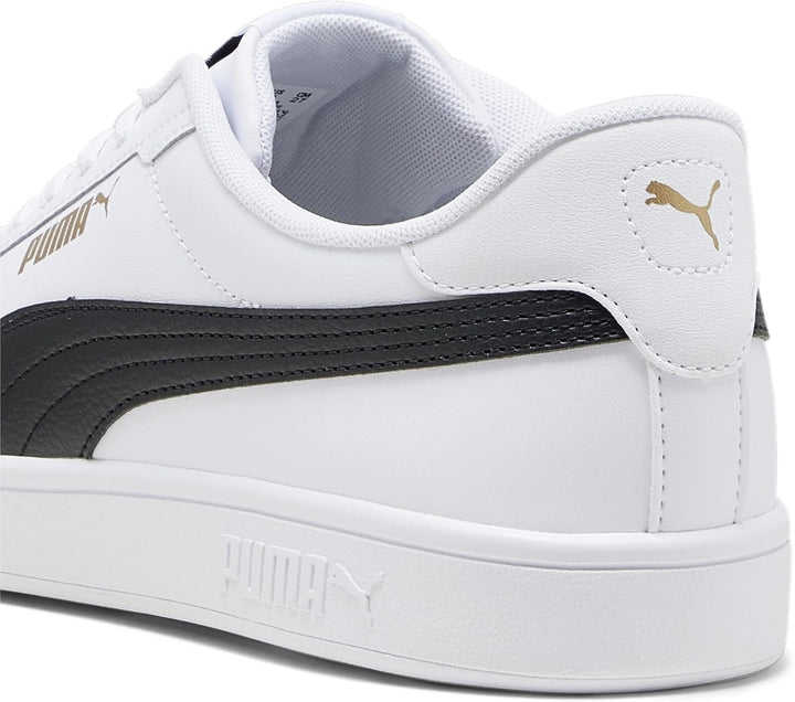 PUMA Unisex Kinder Smash 3.0 L Sneaker 36 EU White Black Gold, 36 EU White Black Gold