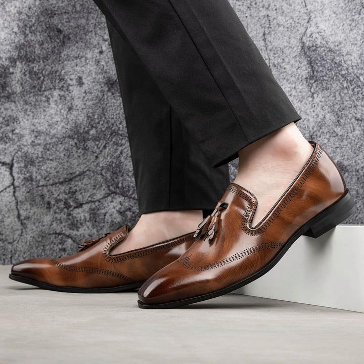 MEIJIANA Herren Mokassins Herren Elegante Schuhe Herren Casual Slip on Anzugschuhe 43 EU Braun 04, 4