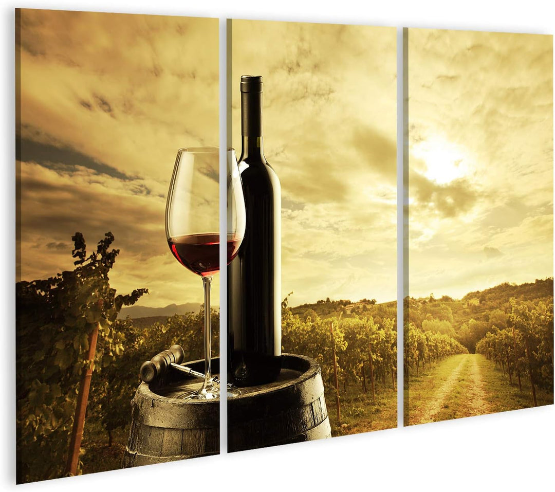 islandburner Bild auf Leinwand Rotwein Flasche Und Glas Wein Auf Fass Bilder Wandbilder Poster Leinw