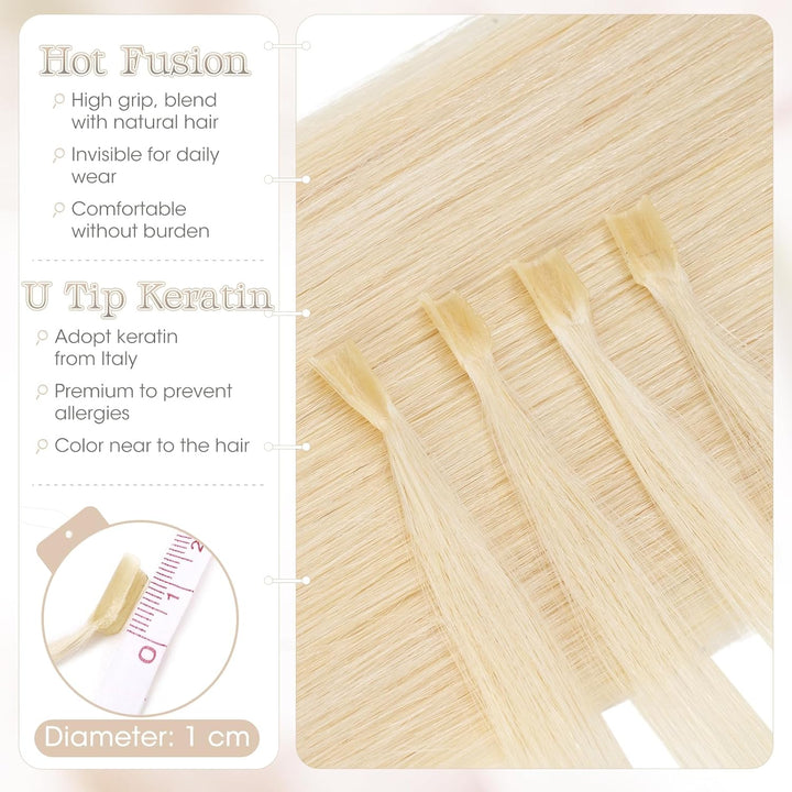 Elailite Bonding Extensions Echthaar Haarverlängerung Keratin U-Tip Haarverlängerung 100% Menschenha