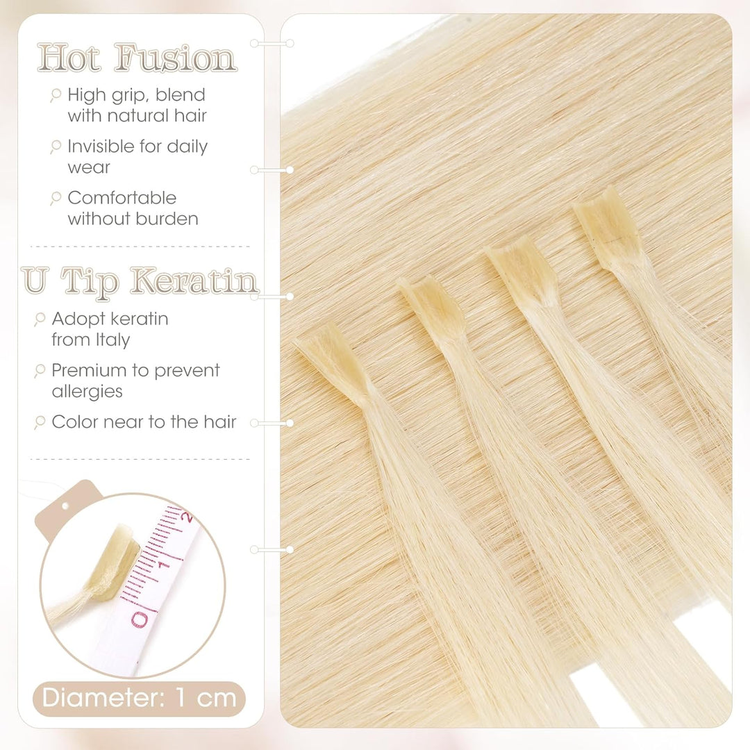 U-Tip Echthaar Bonding Extensions Keratin Haarverlängerung Haar für Mädchen 100 Strähnen 22''(56 cm)