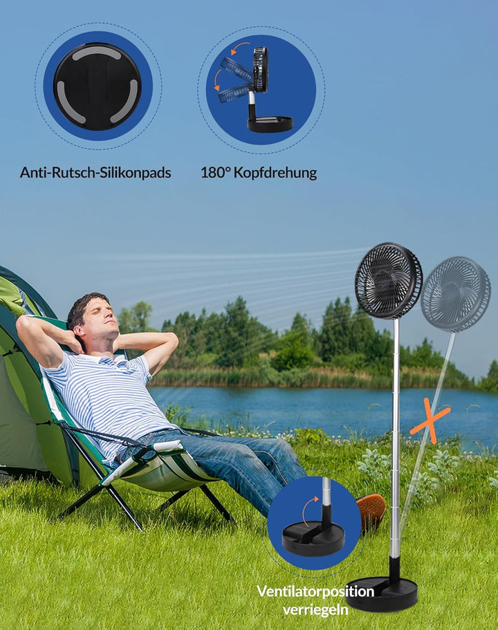 Primevolve Batteriebetriebener Ventilator, Tragbarer wiederaufladbarer USB-Stand-, Tisch- und Schrei