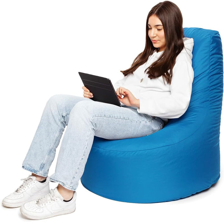 PATCH HOME Gamer Sessel inkl. Würfel Bean Bag Set Ø75cm, 30cm Sitzhöhe, 80cm Höhe + 35x35cm Würfel K