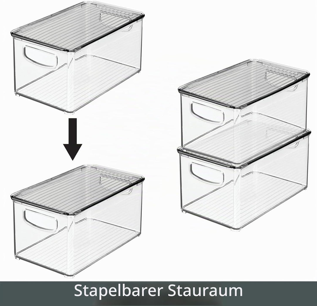 mDesign 2er-Set Aufbewahrungsbox mit Griffen – Kühlschrankbox mit Deckel zur Lebensmittelaufbewahrun