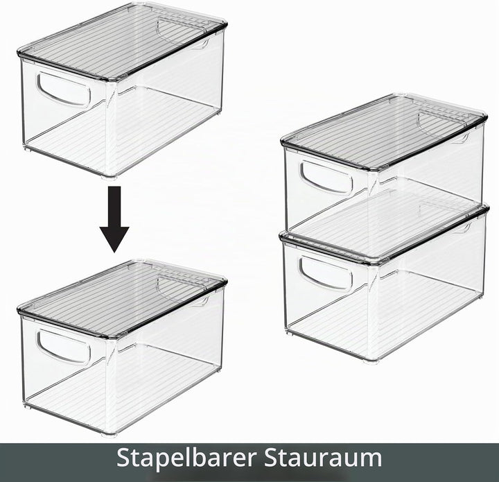 mDesign 2er-Set Aufbewahrungsbox mit Griffen – Kühlschrankbox mit Deckel zur Lebensmittelaufbewahrun