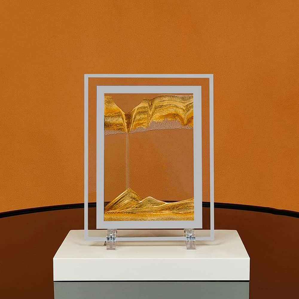 Bewegliches Sandkunstbild, dynamisches Sandbild, goldene Desktop-Sandkunst für Heimdekoration und Bü