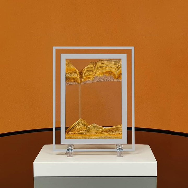 Bewegliches Sandkunstbild, dynamisches Sandbild, goldene Desktop-Sandkunst für Heimdekoration und Bü