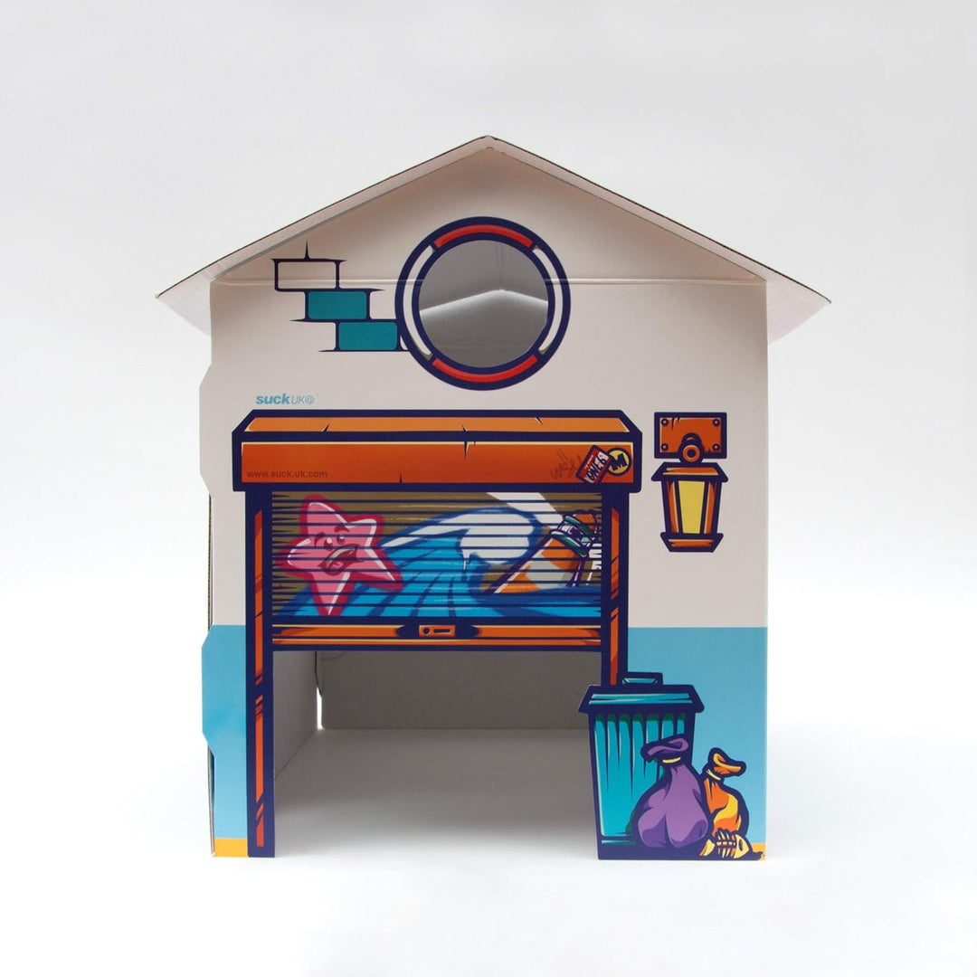 Suck UK Katzenkiosk-Spielhaus | Katzenspielzeug | Katzenhaus aus Pappe | Katzenzubehör | Katzenspiel