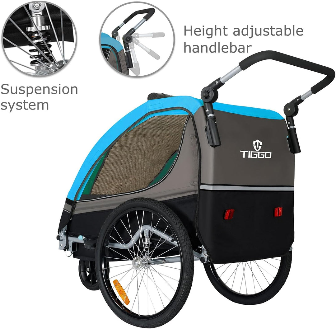 Tiggo S2 Kinderanhänger mit Federung Jogger 2 in 1 Kinder Buggy fahrradanhänger Anhänger 360° Drehba