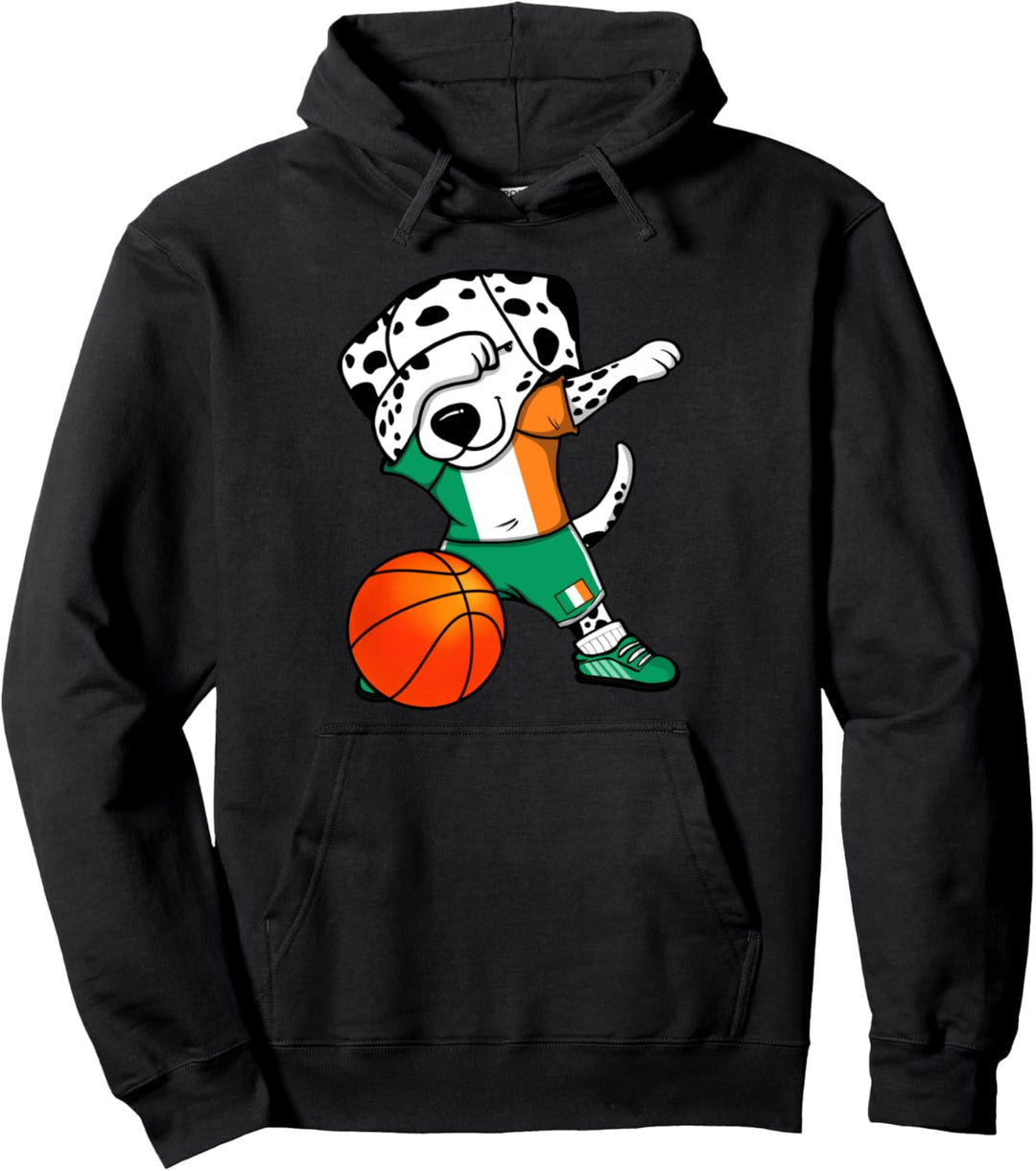 Dabbing Dalmatiner Hund Irland Basketball Mannschaft Sport Pullover Hoodie