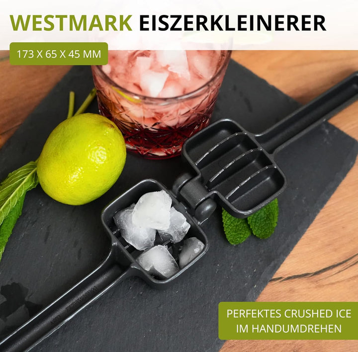 Westmark Eiscrusher Cuby Black Edition – Manueller Crushed Ice Maker für Eiswürfel, Slushy & Cocktai