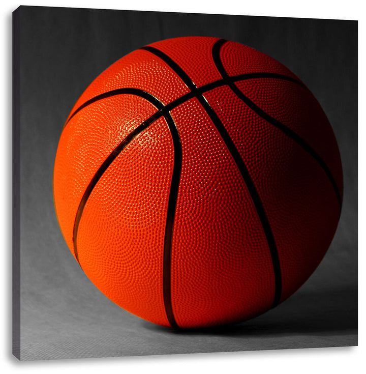 Pixxprint Basketball schwarzer Hintergrund als Leinwandbild Quadratisch/Grösse: 70x70 / Wandbild/Kun