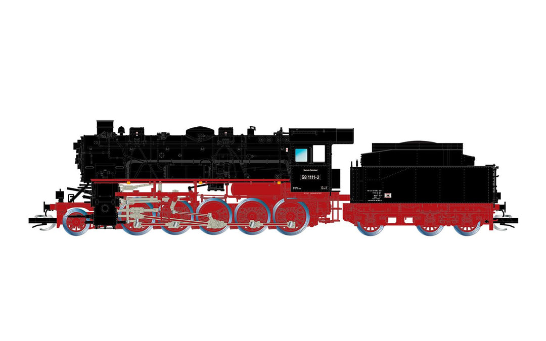 ARNOLD TT HN9068 DR, Dampflokomotive mit Tender, 58 1111-2, 3-Dom-Kessel, 3 Spitzensignal, Ep. IV Lo