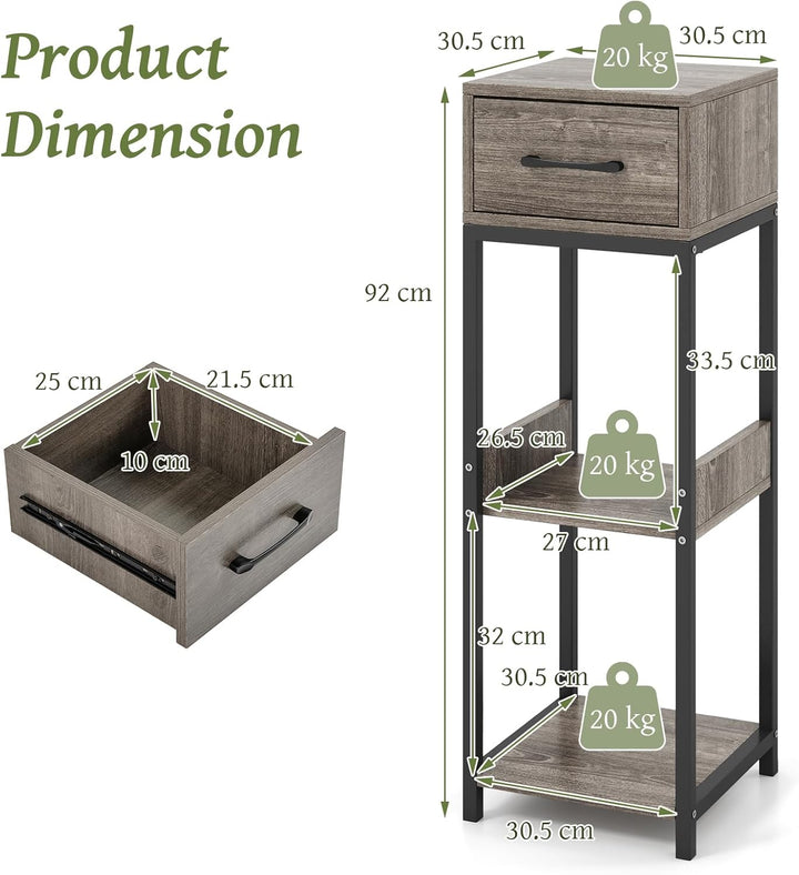 HOMASIS 3-stöckiger Blumenkasten mit robuster Struktur, Pflanzenständer mit Schublade und Kippschutz