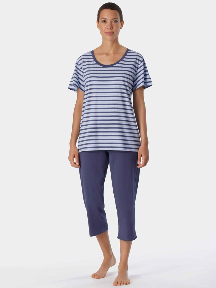 Schiesser Damen Pyjamaset 36 Blau Gestreift, 36 Blau Gestreift
