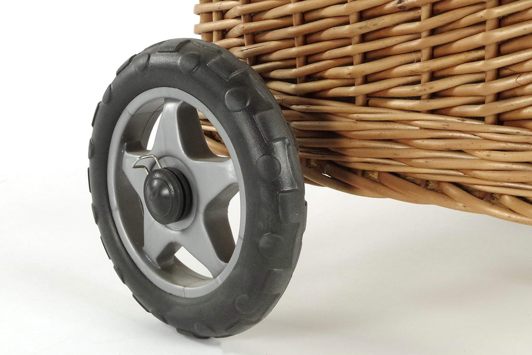 Kobolo Kaminholzwagen mit Rollen Brennholzwagen - aus Vollweide mit Leinen