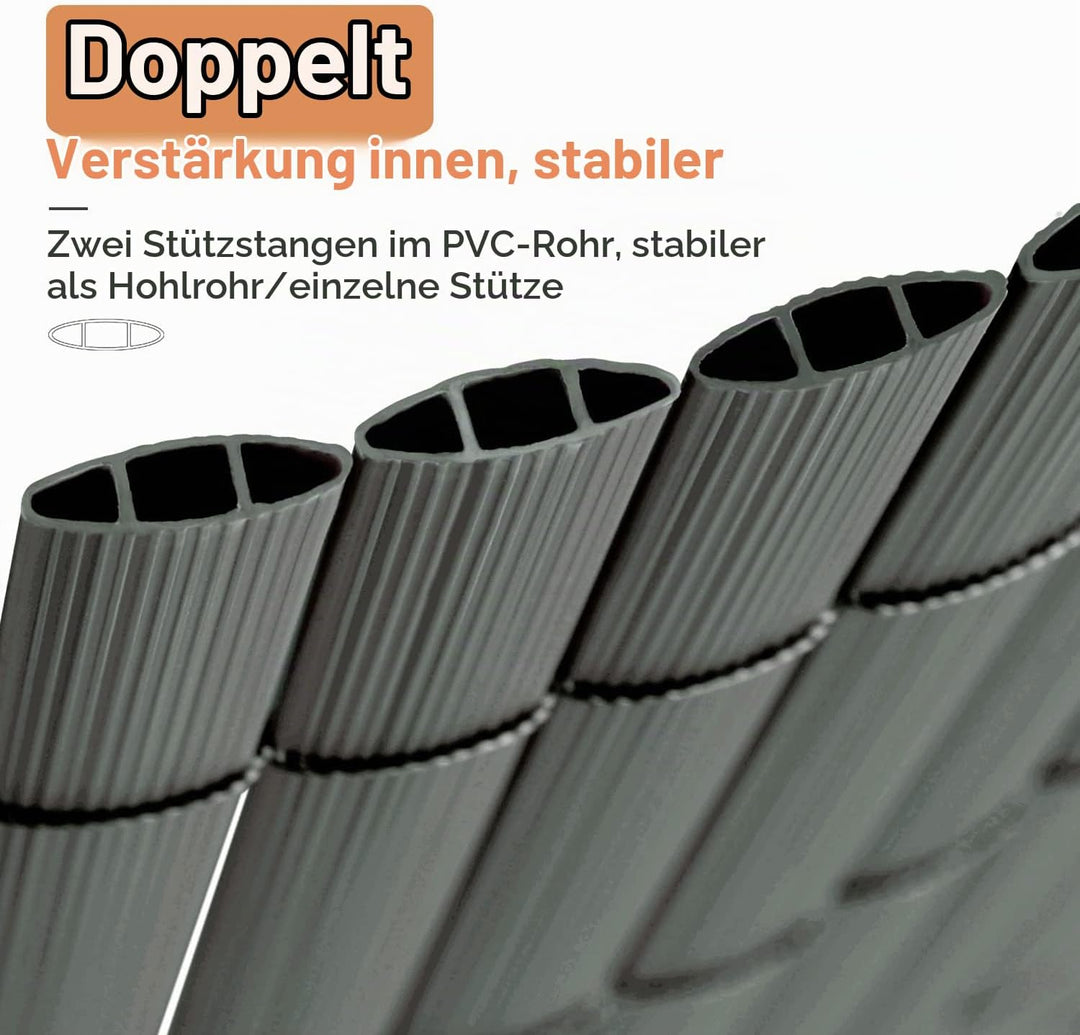 Sekey PVC Sichtschutzmatte 100x500cm Doppelte Verstärkung Innen, Balkon Sichtschutz mit Kabelbindern