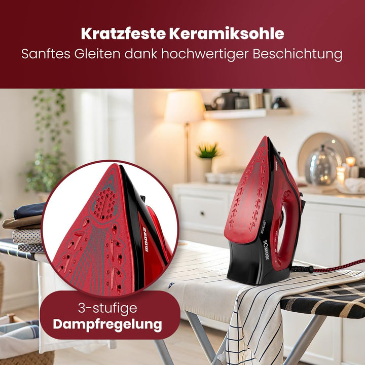 Bomann® Dampfbügeleisen mit Keramiksohle | 2200W | Bügeleisen mit Dampf | 250ml Tank | schnelle Aufh