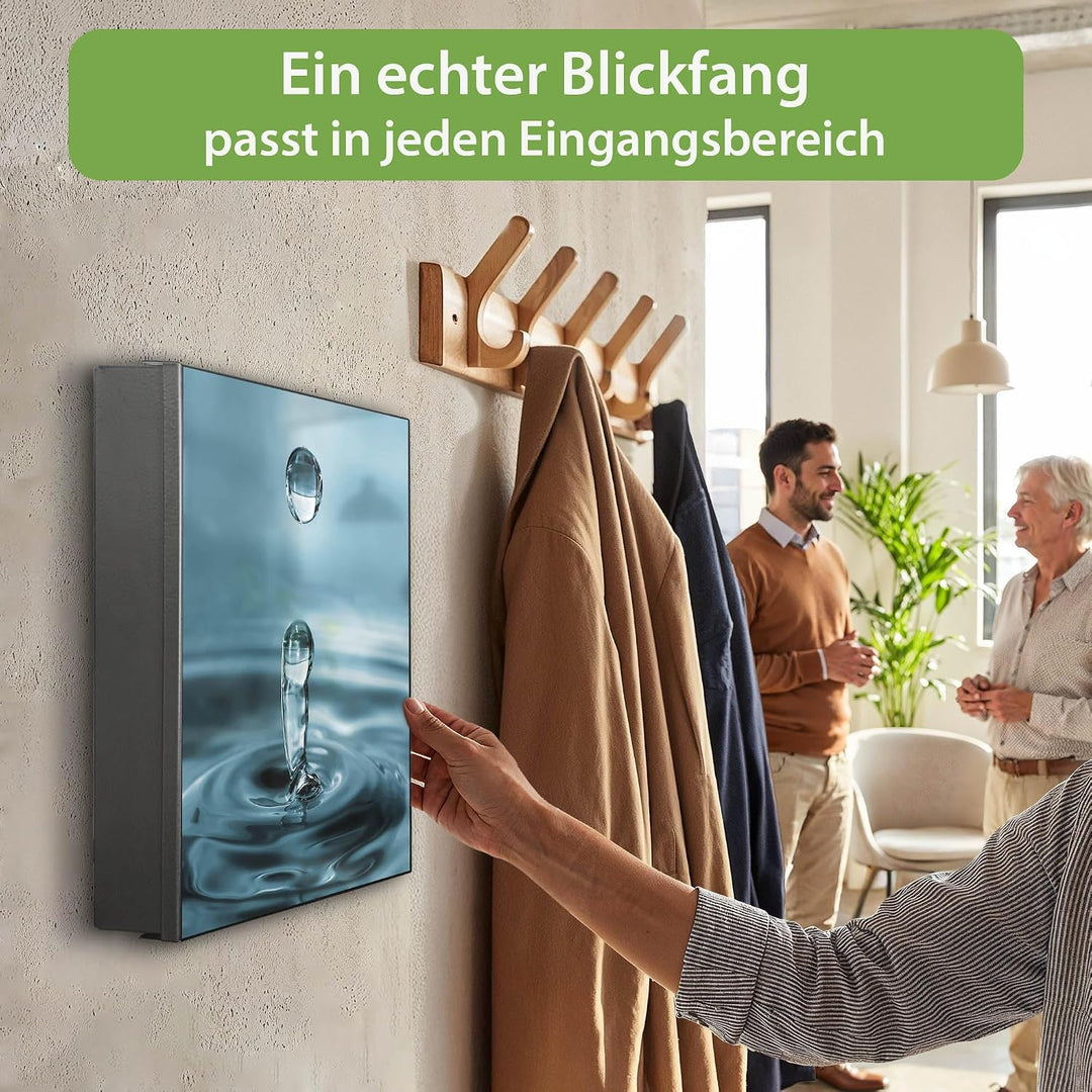 banjado Grosser Schlüsselkasten Metall - Schlüsselbox 30x30cm mit 32 Haken - Schlüsselkasten modern