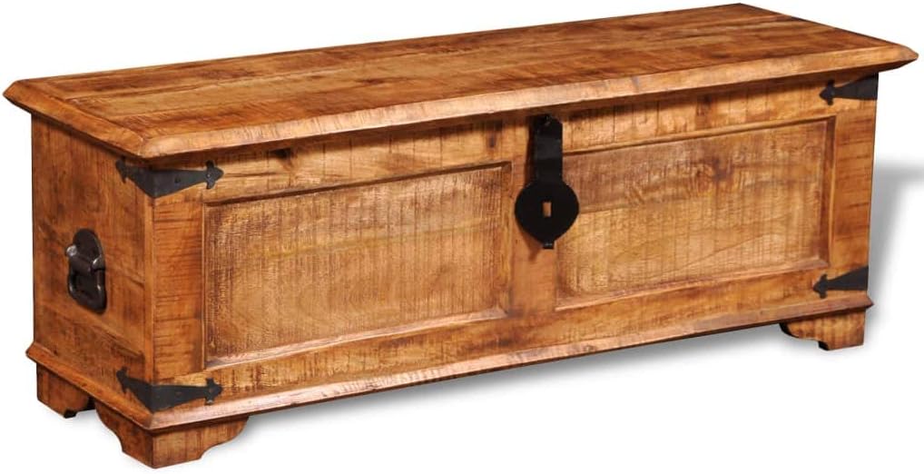 homiuse Aufbewahrungstruhe Raues Mangoholz Schatztruhe Schatzkiste Truhe mit Deckel Schatzkiste Holz