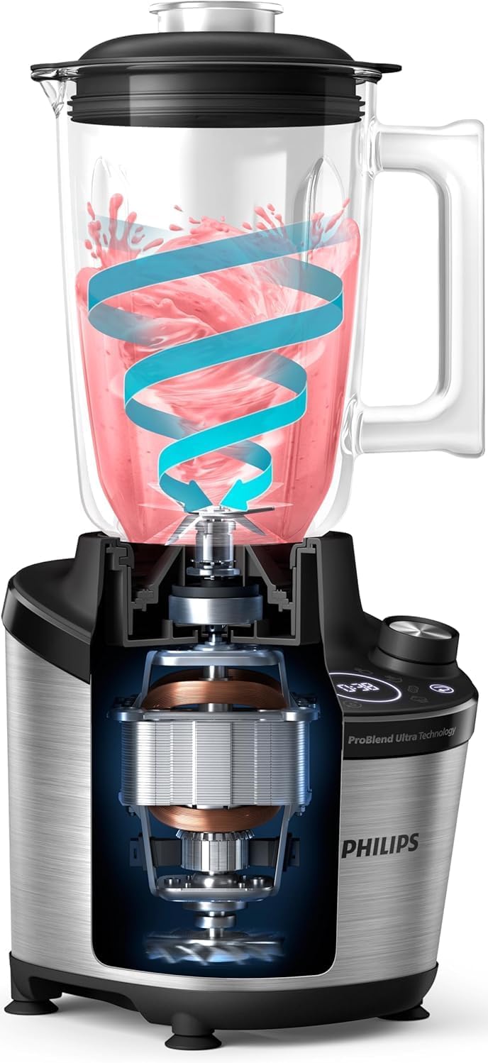 Philips Standmixer 7000 Series - 1500 Watt, 2 Liter, ProBlend Ultra Technologie, Schnellauswahlprogr