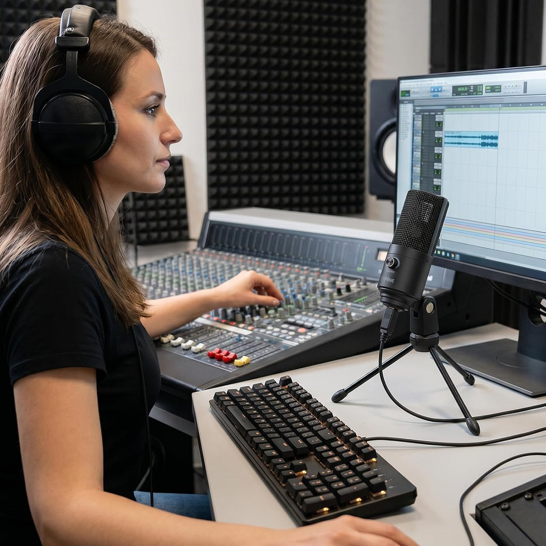 FIFINE USB Mikrofon PC Streaming, Podcast Microphone mit Ständer für MAC PS4 PS5, Kondensator Microf