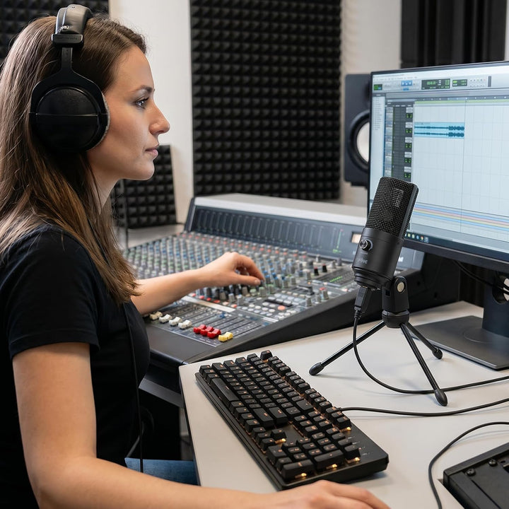 FIFINE USB Mikrofon PC Streaming, Podcast Microphone mit Ständer für MAC PS4 PS5, Kondensator Microf